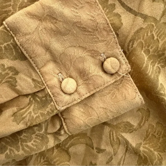 Anthropologie Maeve Lydia Gold Floral Burnout Wrap Blouse - Picture 5 of 8